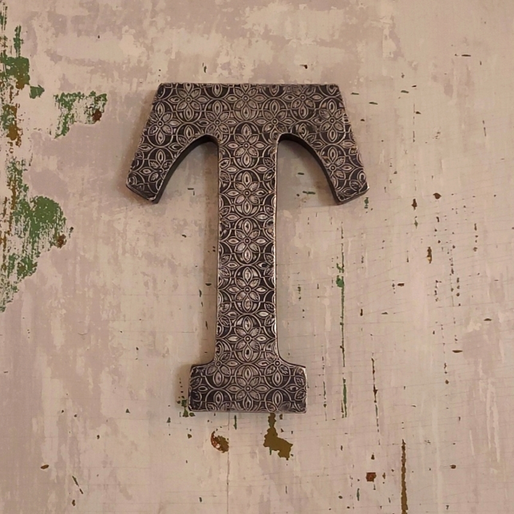Cost Plus World Market Embossed Monogram Letter "T" Bohemian Wall Art